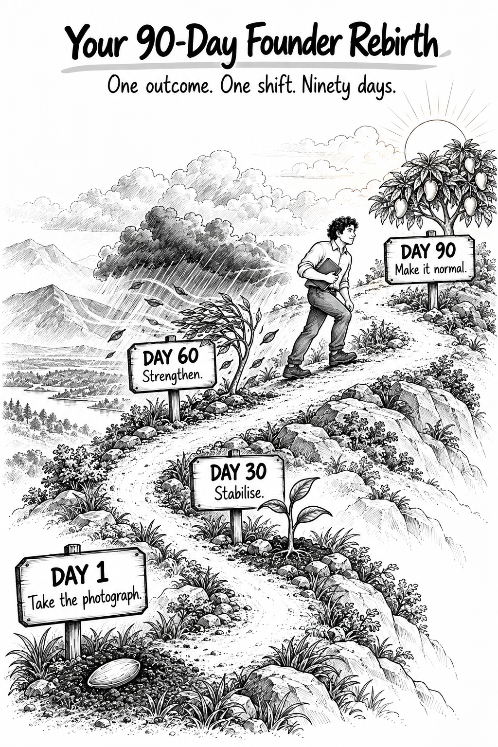 The 90-day Founder Rebirth path from day one to day ninety